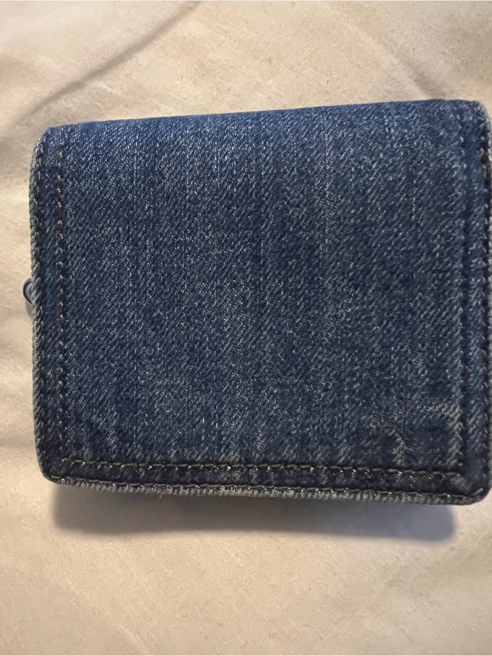 Coach Dark Blue Denim Zip Wallet with Silver Logo - Picture 2 of 6